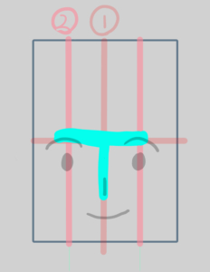 お絵かき練習メモ　鼻の描き方（下書きから清書）Step2